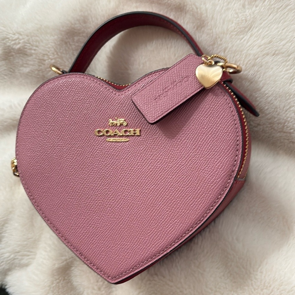 Coach Pink Mini Heart Bag with Gold Hardware